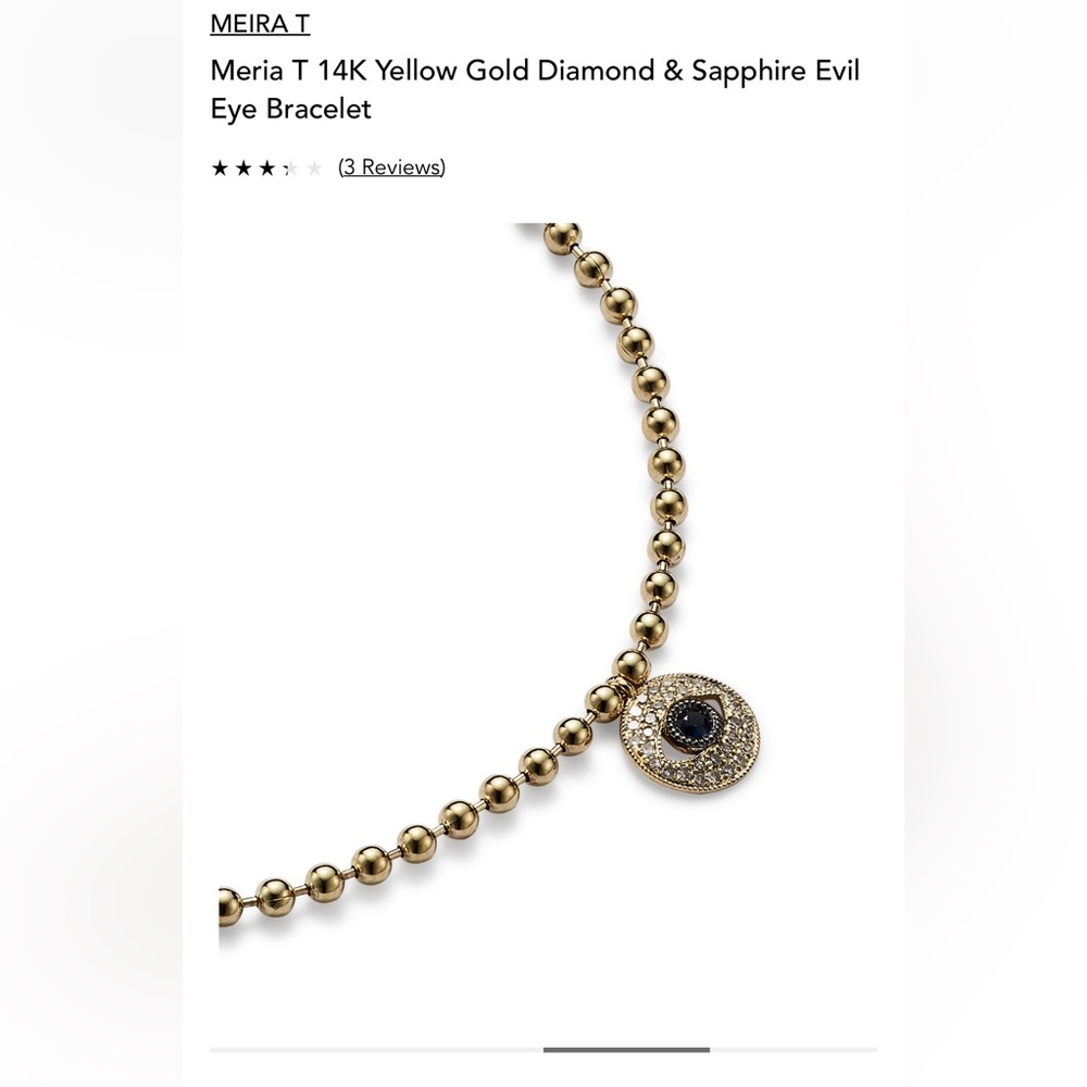 Meira T 14k yellow gold diamond & sapphire evil eye bracelet - Picture 4 of 8